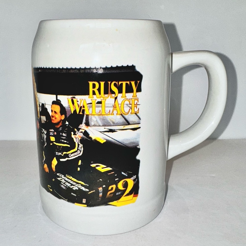 Vintage 1995 Rusty Wallace No. 2 NASCAR Miller Lite Ceramic Mug Stein